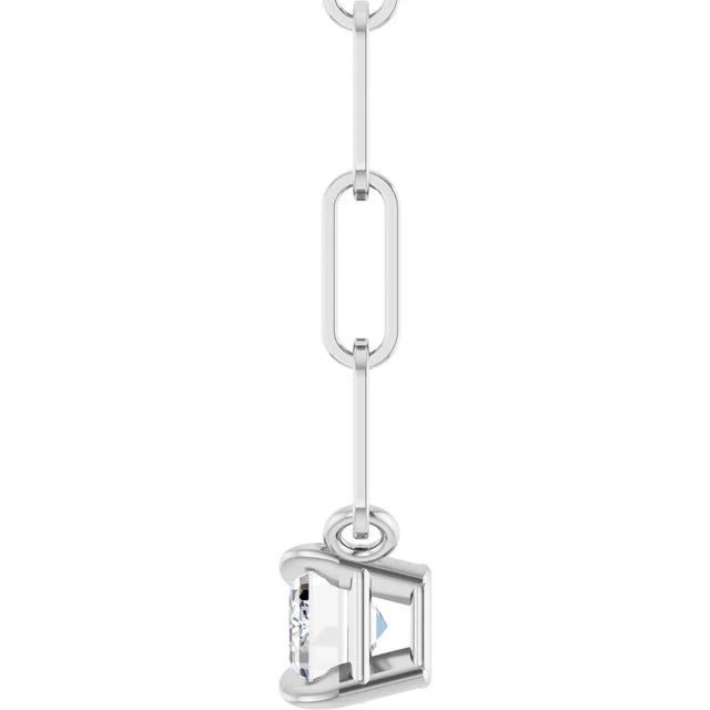 Solitaire sterling sølv halskæde med naturlig hvid safir