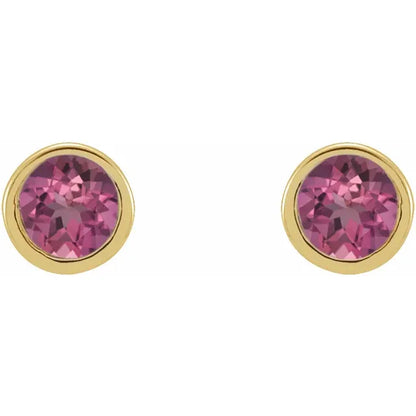 14kt petit guldøreringe med pink turmalin