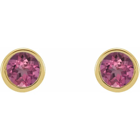 14kt petit guldøreringe med pink turmalin