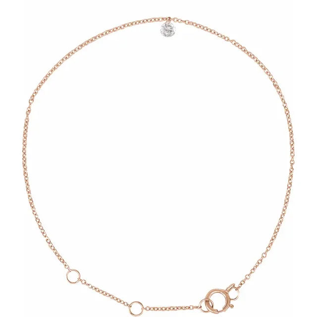 14k guld petit armbånd med diamant