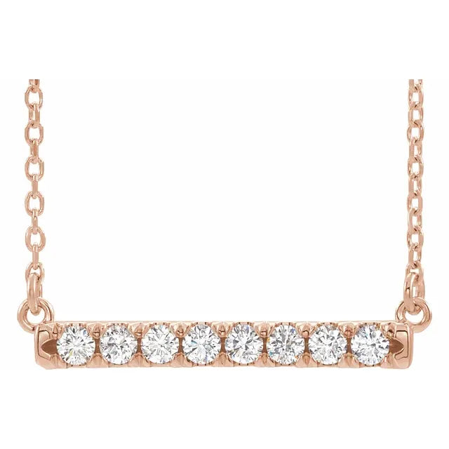 14 kt guldhalskæde med diamantbar