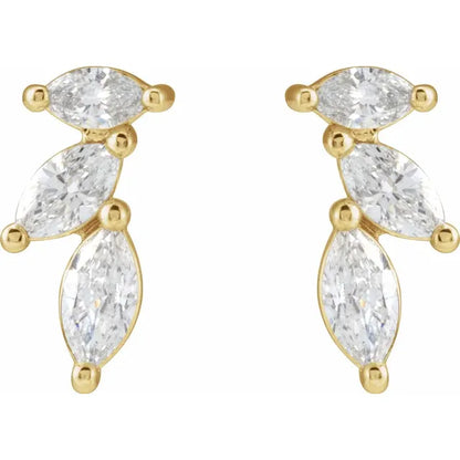 14k guld 3-sten diamantøreringe