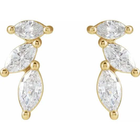 14k guld 3-sten diamantøreringe