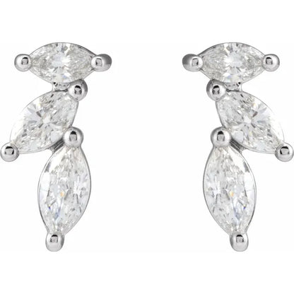 14k guld 3-sten diamantøreringe