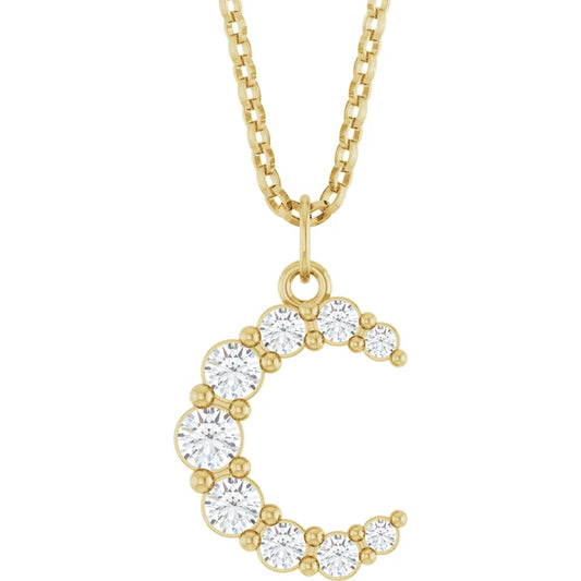 Celestial Moon halskæde i 14k guld med labgrown diamanter