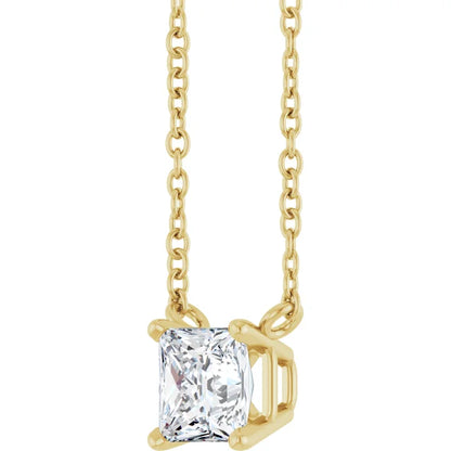 14 kt. Guld Solitaire Halskæde med 0,5ct Prinsesseslebet Naturlig Diamant