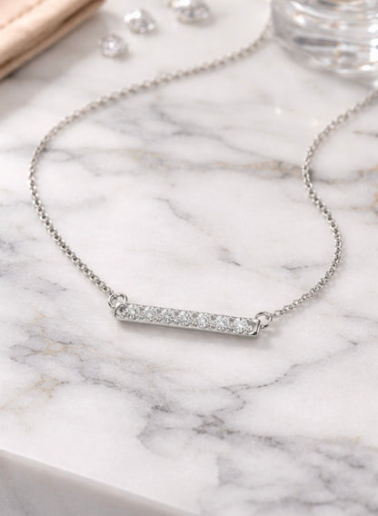 Sterlingsølv halskæde med diamantbar