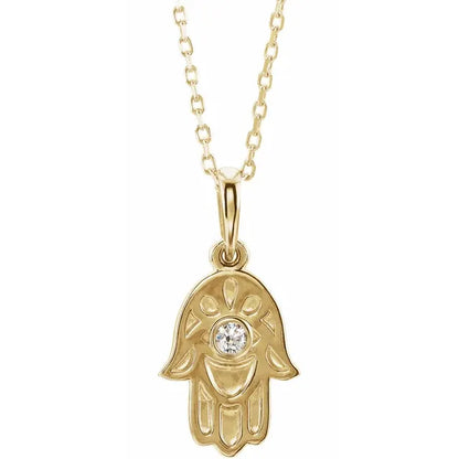 Halskæde med Hamsa og 0,03 CTW Diamant