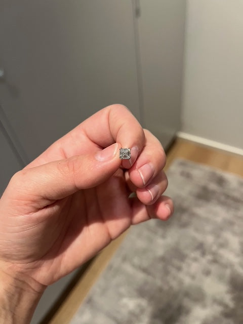 Solitaire Asscher Diamant Øreringe 14k guld