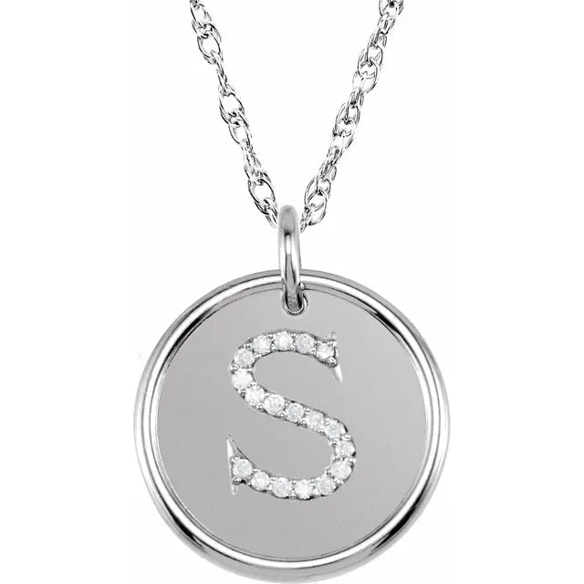 Sterlingsølv halskæde med diamant-initial vedhæng – Vælg Dit Bogstav