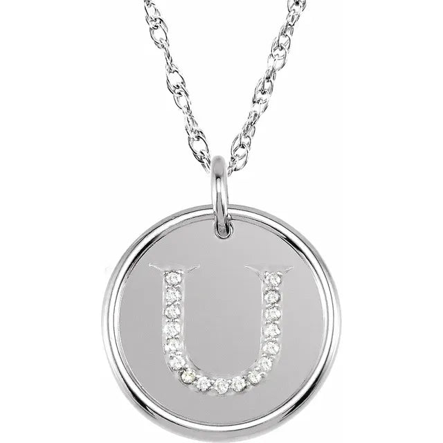 Sterlingsølv halskæde med diamant-initial vedhæng – Vælg Dit Bogstav