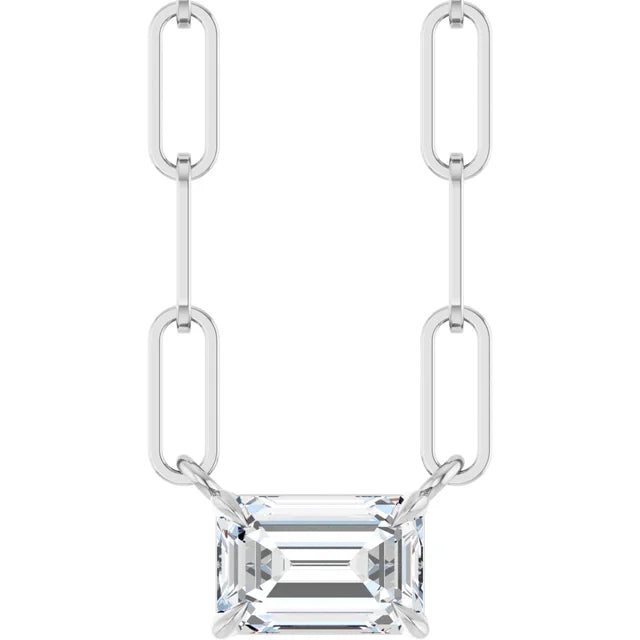 Solitaire sterling sølv halskæde med naturlig hvid safir