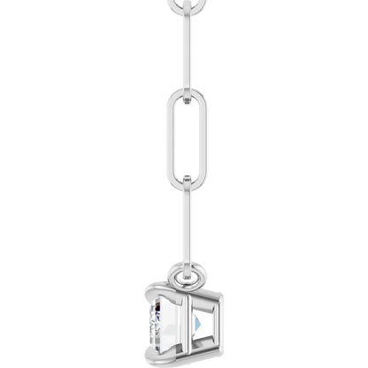 Solitaire sterling sølv halskæde med naturlig hvid safir