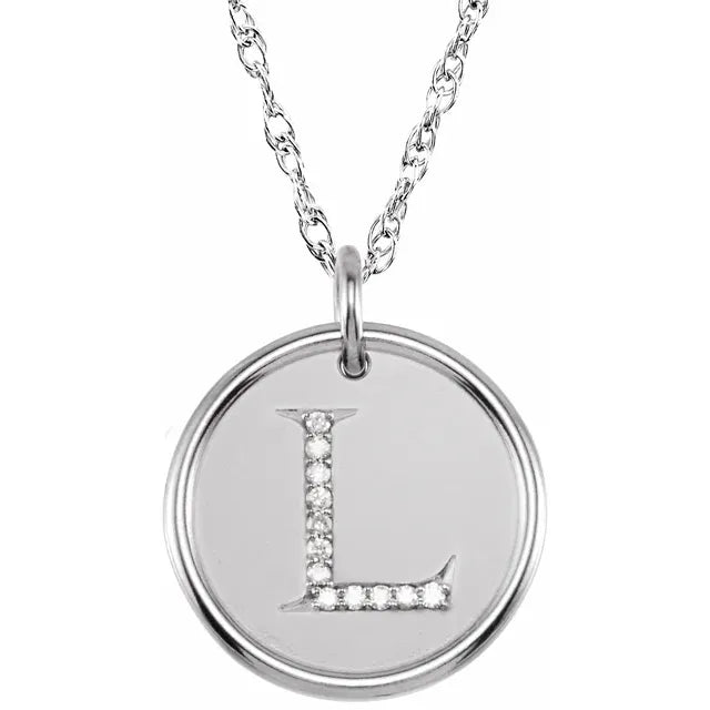 Sterlingsølv halskæde med diamant-initial vedhæng – Vælg Dit Bogstav