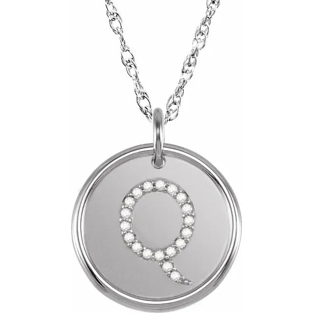 Sterlingsølv halskæde med diamant-initial vedhæng – Vælg Dit Bogstav