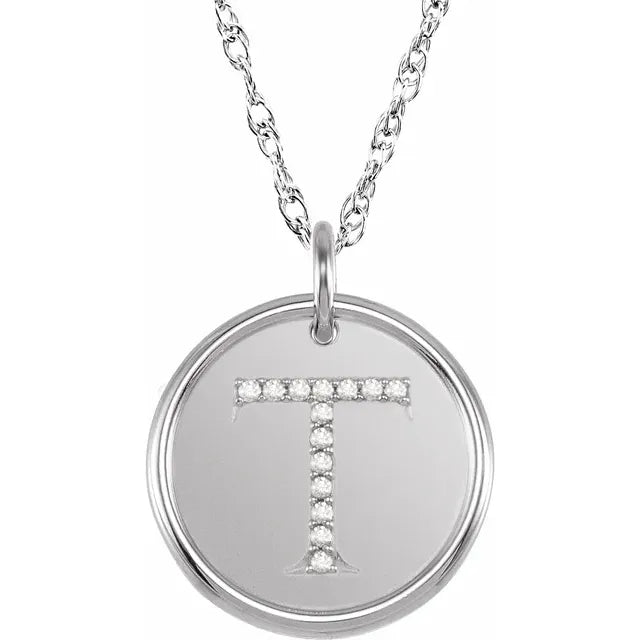 Sterlingsølv halskæde med diamant-initial vedhæng – Vælg Dit Bogstav