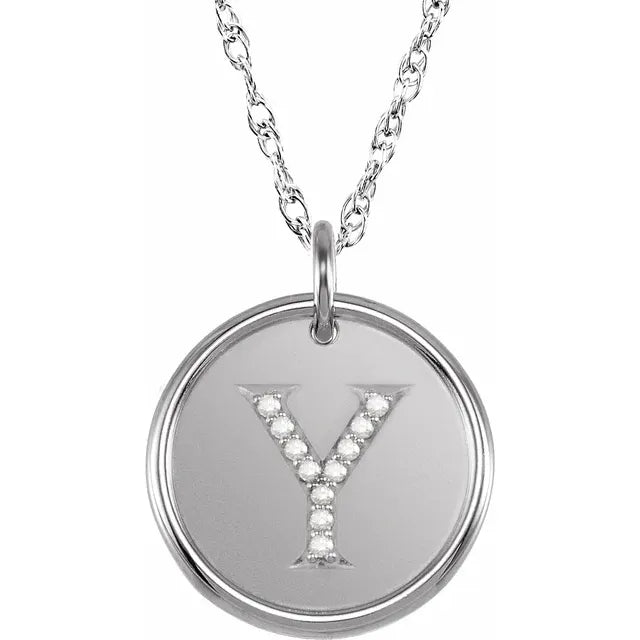 Sterlingsølv halskæde med diamant-initial vedhæng – Vælg Dit Bogstav